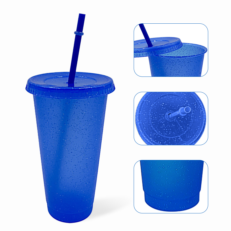 Factory Reusable BPA Free Custom Tumbler Print Available Plastic Coffee Cup Cold 500ml 710ml Water Cup With Lid and Straw