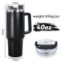 Personalized Powder Coated Insulated Stainless Steel Cup 40 oz H1.0 Travel Tumbler With Lid Beer Mug With Handle and Straw
