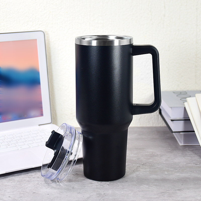 Personalized Powder Coated Insulated Stainless Steel Cup 40 oz H1.0 Travel Tumbler With Lid Beer Mug With Handle and Straw