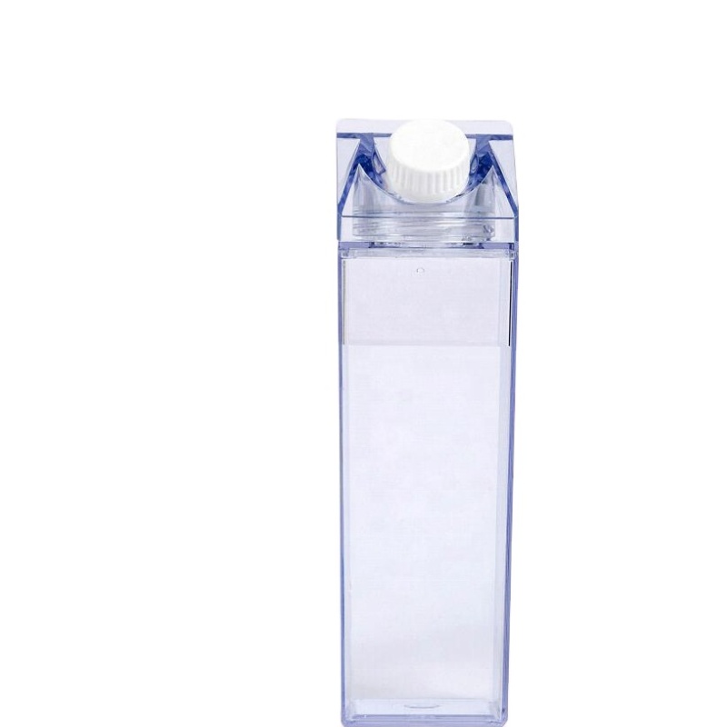 1000ml Acrylic Transparent Milk Water Bottle 500ml BPA clear Milk Box Carton Bottle