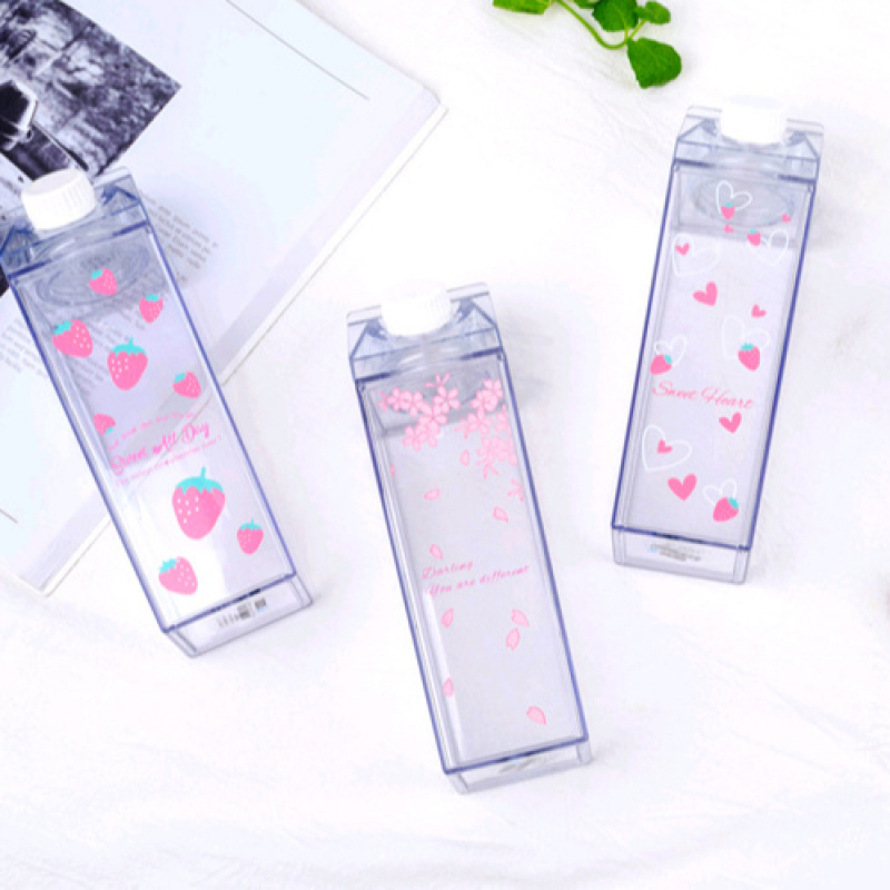 1000ml Acrylic Transparent Milk Water Bottle 500ml BPA clear Milk Box Carton Bottle