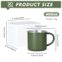 Custom 400ml Stainless Steel Mug SS304 Single Wall Coffee Mug Custom logo Travel Mug Powder Coated Camping Cup with Handle