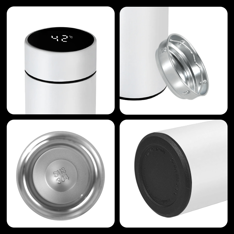 Sublimation LED 16oz Termos Motivacional 500ml Termos De Agua Gym 304 Steel Stainless Termo Digital