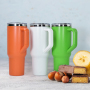 40oz Stainless Steel Inner Tumbler Plastic Exterior Handle Coffee Mug for Corporate Gifts, Coffee Chains, Fitness Brands