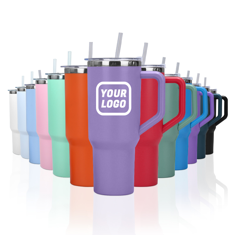 40oz Stainless Steel Inner Tumbler Plastic Exterior Handle Coffee Mug for Corporate Gifts, Coffee Chains, Fitness Brands