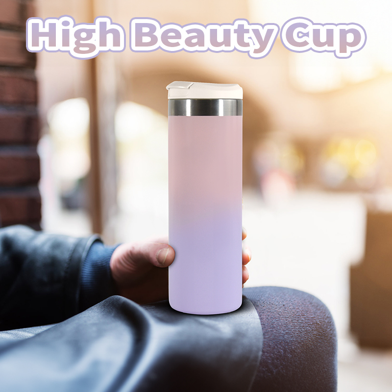 Insulated Tumbler Ombre 16oz Stainless Steel Tumbler Double Wall Vacuum Cup Tumbler With 2 Lids and Straw