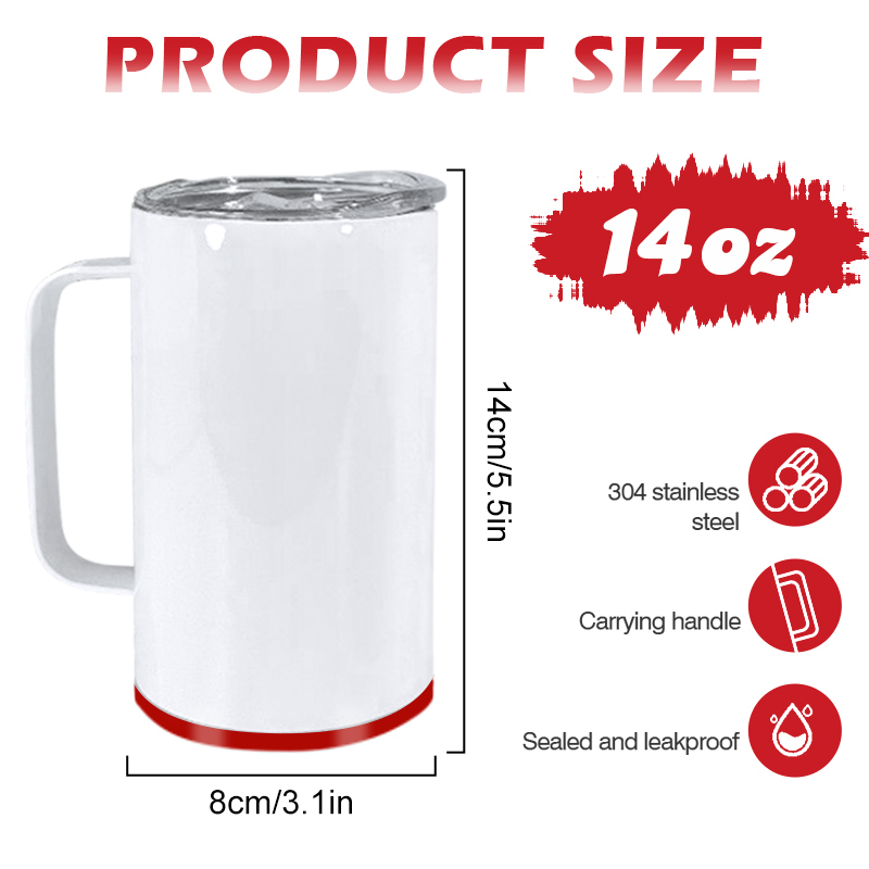 Sublimation 14oz Sublimation Handle Tumbler with Plastic Storage Bottom Container Sublimation Beer Coffee Mug