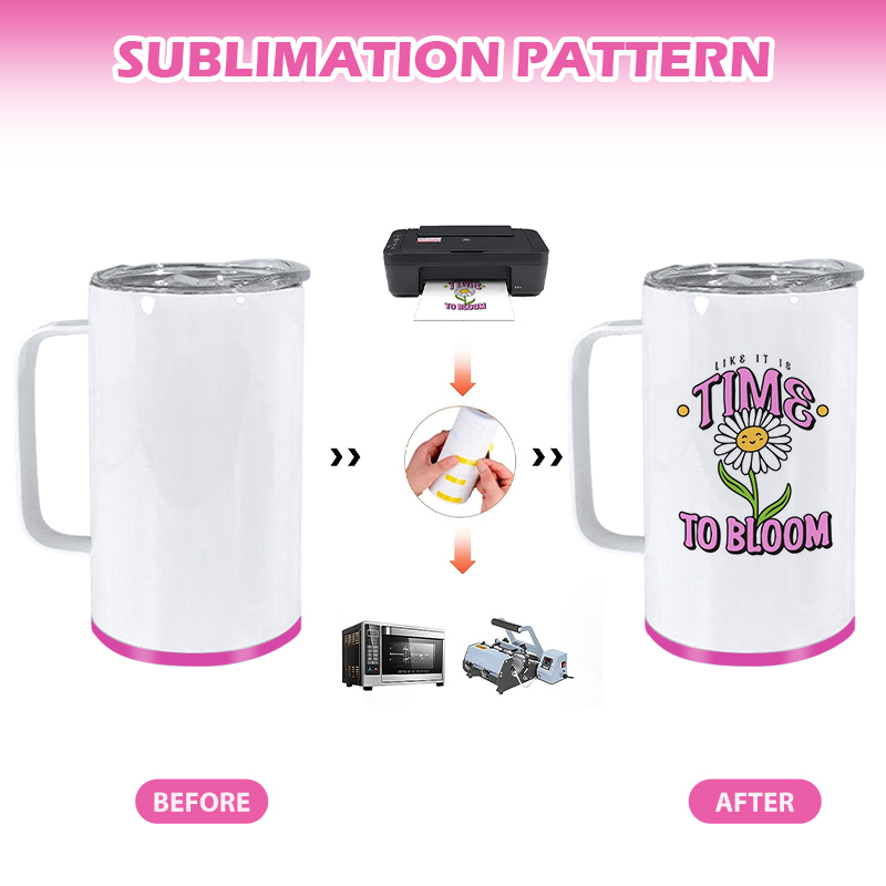Sublimation 14oz Sublimation Handle Tumbler with Plastic Storage Bottom Container Sublimation Beer Coffee Mug
