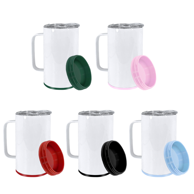 Sublimation 14oz Sublimation Handle Tumbler with Plastic Storage Bottom Container Sublimation Beer Coffee Mug
