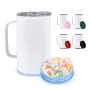 Sublimation 14oz Sublimation Handle Tumbler with Plastic Storage Bottom Container Sublimation Beer Coffee Mug