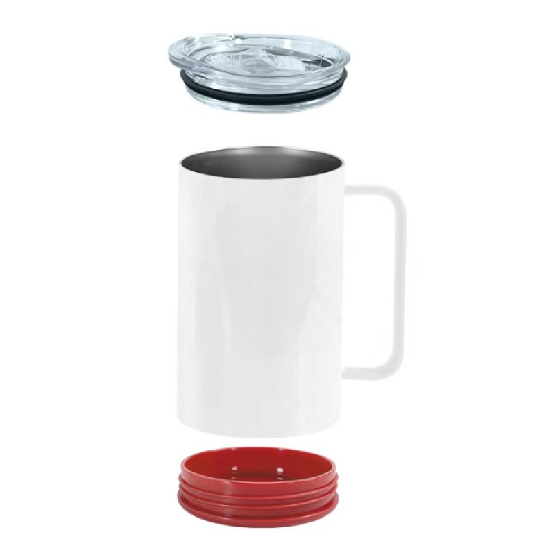 Sublimation 14oz Sublimation Handle Tumbler with Plastic Storage Bottom Container Sublimation Beer Coffee Mug