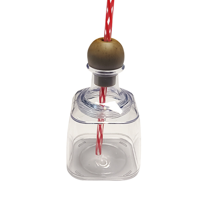 Ready for Shipment 375ml Mini Tequila Bottles Acrylic Water Reusable Cup Mini Tequila Bottles with Wooden Stopper