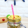 RTS Stock Snow Globe Tumbler Glitter BPA Free Plastic Handle 22oz Mason Jar with Straw and Lid Custom Plastic Cups
