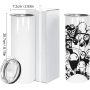 RTS 20oz Sublimation Tumbler with Plastic Metal Straw Rubber Bottom Straw Brush 6pcs/ctn