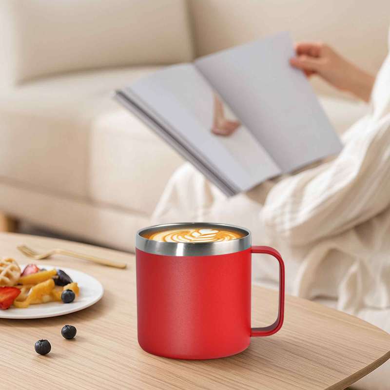 Custom logo Leak Proof 14oz Metal 304 Stainless Steel Thermal Travel Coffee Mug with Handle
