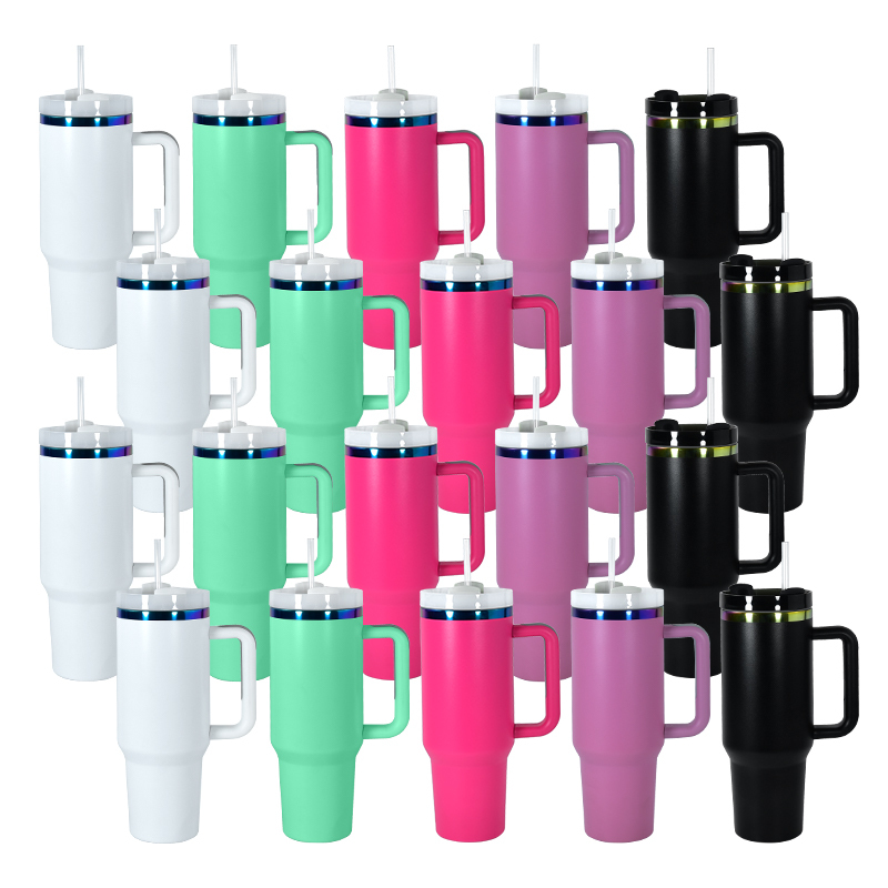 RTS USA Warehouse Stock 20pcs/ctn 5 Colors Mix H2.0 40oz Rainbow Underneath Powder Coated Stainless Steel Tumbler for Laser