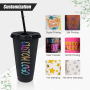 Custom logo Creative Matte Black Plastic Cups 24oz Personalization Single Layer PP Plastic Tumbler with Lid and Straw