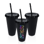 Custom logo Creative Matte Black Plastic Cups 24oz Personalization Single Layer PP Plastic Tumbler with Lid and Straw