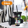 Custom logo Creative Matte Black Plastic Cups 24oz Personalization Single Layer PP Plastic Tumbler with Lid and Straw