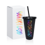 Custom logo Creative Matte Black Plastic Cups 24oz Personalization Single Layer PP Plastic Tumbler with Lid and Straw