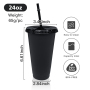 Custom logo Creative Matte Black Plastic Cups 24oz Personalization Single Layer PP Plastic Tumbler with Lid and Straw