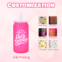 Hot Sell 16oz Colored Matte BPA Free Kids Plastic Cups Acrylic Can Ombre Plastic Tumbler with pp Plastic Lids and Straws