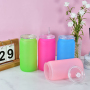 Hot Sell 16oz Colored Matte BPA Free Kids Plastic Cups Acrylic Can Ombre Plastic Tumbler with pp Plastic Lids and Straws
