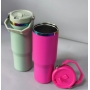 Custom Rainbow Under Tumbler Powder Coated 30oz Water Bottle With Leak Proof Flip Straw Lid Portable Handle for Laser Engraving
