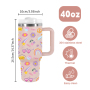 RTS USA Warehouse Stock 40oz H2.0 Powder Coated Double Wall Stainless Steel Tumblers Travel Mug with Pattern Gift 1pcs