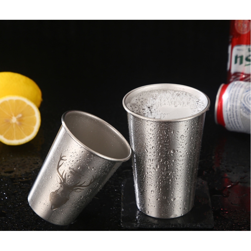 Custom Logo 350ml 500ml Single Wall Stainless Steel Beer Mugs Portable Coffee Drinking Cups Promotional Gift Camping Mug