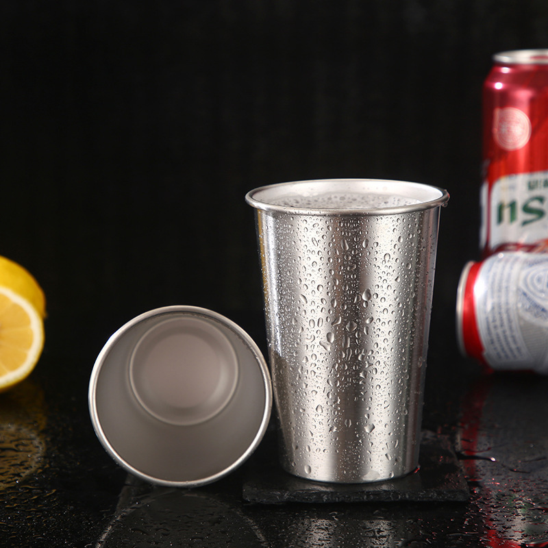 Custom Logo 350ml 500ml Single Wall Stainless Steel Beer Mugs Portable Coffee Drinking Cups Promotional Gift Camping Mug