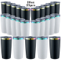 RTS USA Warehouse Stocked 25pcs/ctn 20oz Powder Coated Car Mug rainbow Underneath Stainless Steel for Laser 2 Colors Mixed