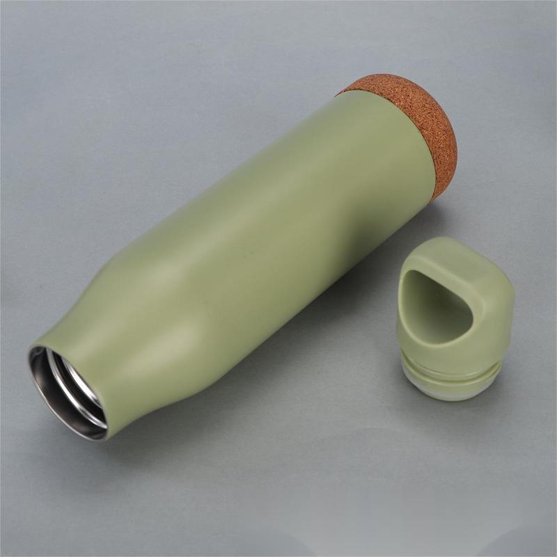 Custom 500ml New Cork Base Handle Sports Bottle 304 Stainless Steel Insulated Water Bottle Outdoor Portable Small Spout