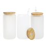 US Warehouse RTS 50pcs/ctn 16oz Glass Can Frosted Sublimation Glass Tumler Mugs with Bamboo Lid and Plastic Straw