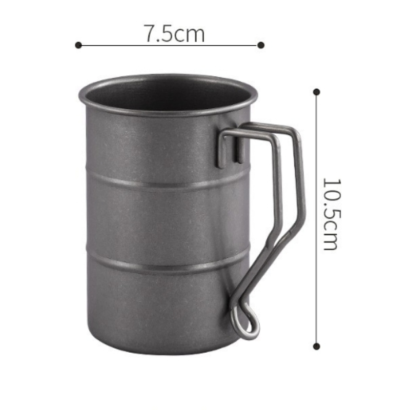 Retro Industrial Style Vintage 304 Stainless Steel Coffee Mugs with Handle Camping Outdoor Hiking Beer Cup Mug 350ml 500ml