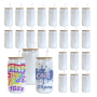 RTS USA Warehouse in Stock 25pcs/ctn 16oz Sublimation Shimmer White Glass Can with Bamboo Lid and Plastic Straw