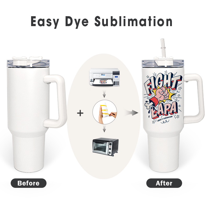 New Design Sublimation Blanks 40oz Travel Mug Tumbler Glow in Dark With Handle