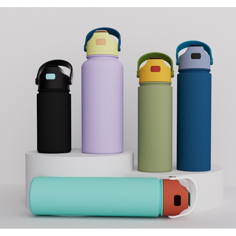 Custom Logo 304 Stainless Steel Insulated Sports Water Bottle Tumbler With Straw Dual-use Lid Drink Flask Design for Gym 22oz