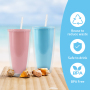 24oz Personalized Plastic Cups BPA Free Double Wall Clear Plastic Juice Water Tumbler Tea Coffee Mug With Straw and Lids