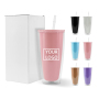 24oz Personalized Plastic Cups BPA Free Double Wall Clear Plastic Juice Water Tumbler Tea Coffee Mug With Straw and Lids