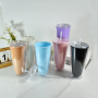 24oz Personalized Plastic Cups BPA Free Double Wall Clear Plastic Juice Water Tumbler Tea Coffee Mug With Straw and Lids