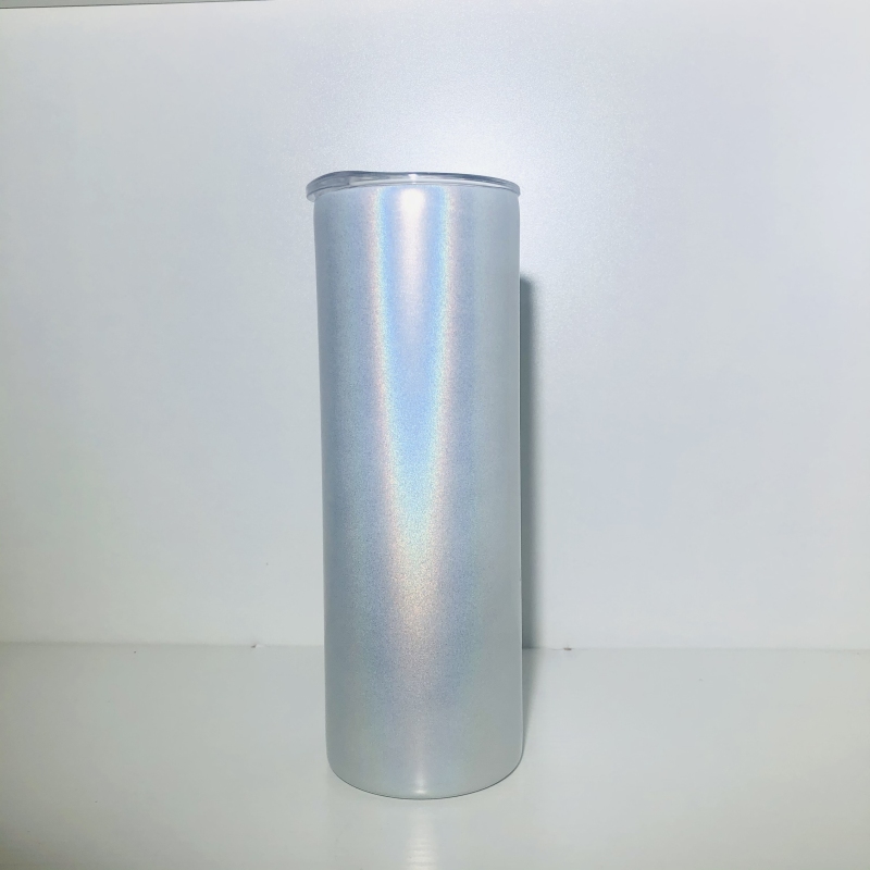 USA Warehouse in Stocked 20oz Shimmer Glitter White Holographic Sublimation Blanks Tumbler 25PCS/CTN