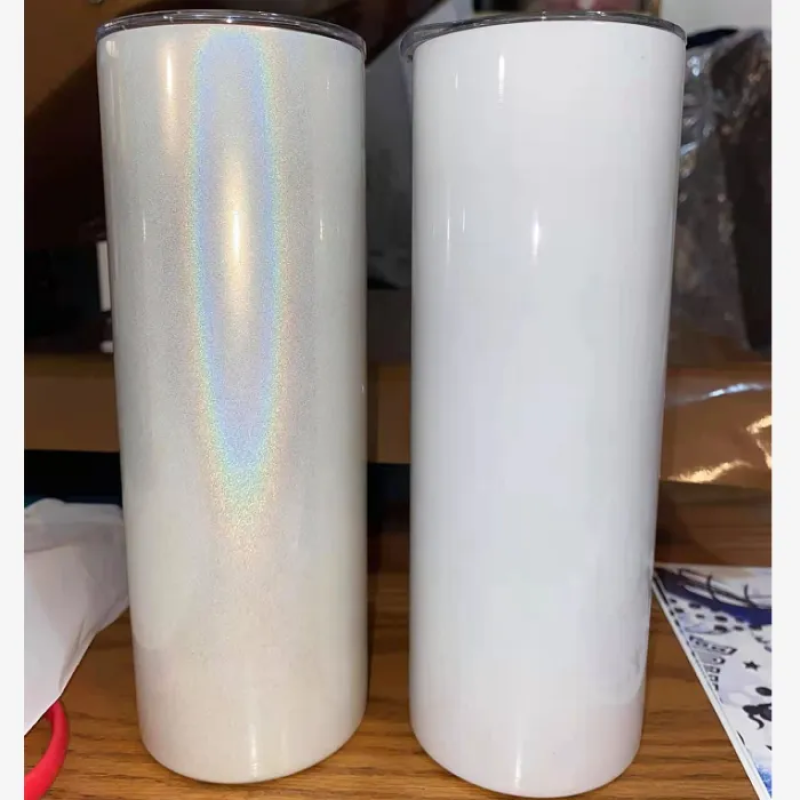 USA Warehouse in Stocked 20oz Shimmer Glitter White Holographic Sublimation Blanks Tumbler 25PCS/CTN