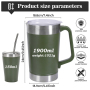 Personalized 1900ml 150ml Ice Bucket Cup Set Stainless Steel Powder Insulated Beer Mug Large Capacity Tumbler with Handle Straw