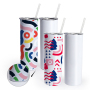 RTS US Warehouse 50PCS/CTN White Sublimation Blanks Stainless Steel Tumbler Straight 20oz Skinny Tumbler With Straw and Lids