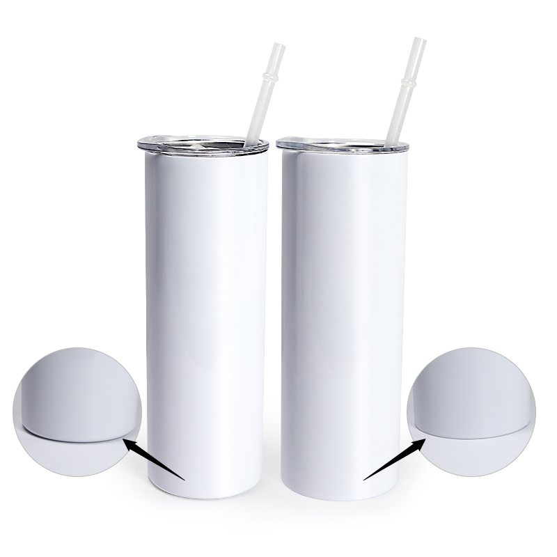 RTS US Warehouse 50PCS/CTN White Sublimation Blanks Stainless Steel Tumbler Straight 20oz Skinny Tumbler With Straw and Lids