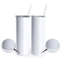 RTS US Warehouse 50PCS/CTN White Sublimation Blanks Stainless Steel Tumbler Straight 20oz Skinny Tumbler With Straw and Lids