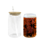 US Warehouse RTS 50pcs/ctn 16oz Glass Can clear Sublimation Glass Tumler Mugs with Bamboo Lid and Plastic Straw