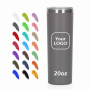 Custom logo 20 oz Double Wall Vacuum Insulated Stainless Steel Skinny Tumbler With Straw and Sliding Lid