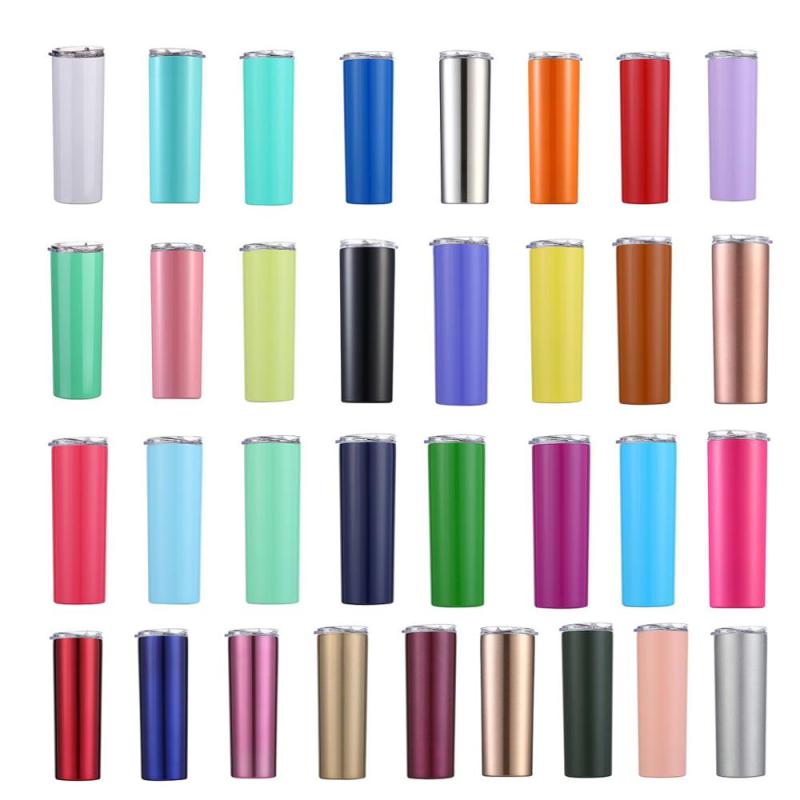 Factory Bulk Stocked Multi-color Classic Double Walled Insulated Water Bottle 304 Stainless Steel Cup Skinny Tumbler 20 OZ